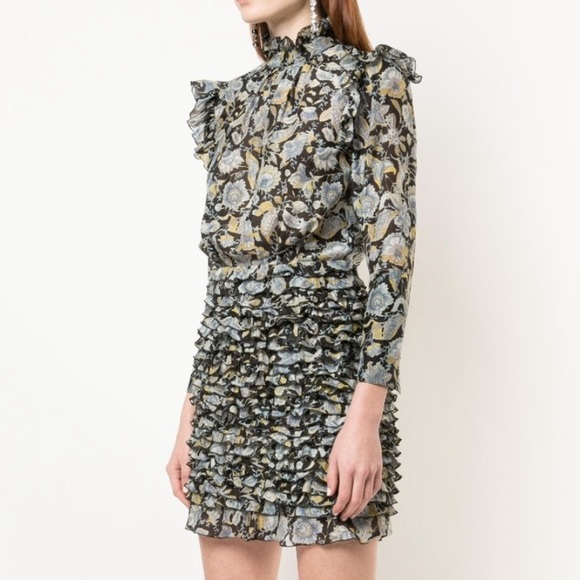 Robert Rodriguez 6 Silk Cotton Print Ruffle Dress - Picture 3 of 16